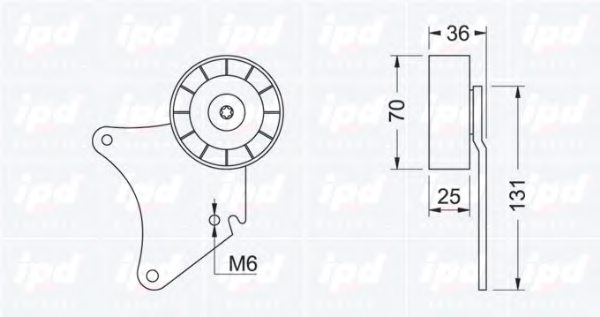 IPD 15-0367 Deflection/Guide Pulley, v-ribbed belt